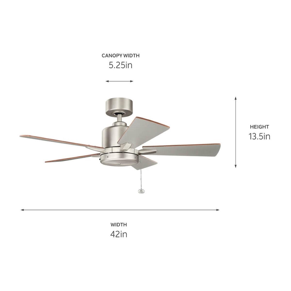 Lucian II 42 Inch Brushed Nickel Indoor Ceiling Fan with Pull Chain - Bees Lighting