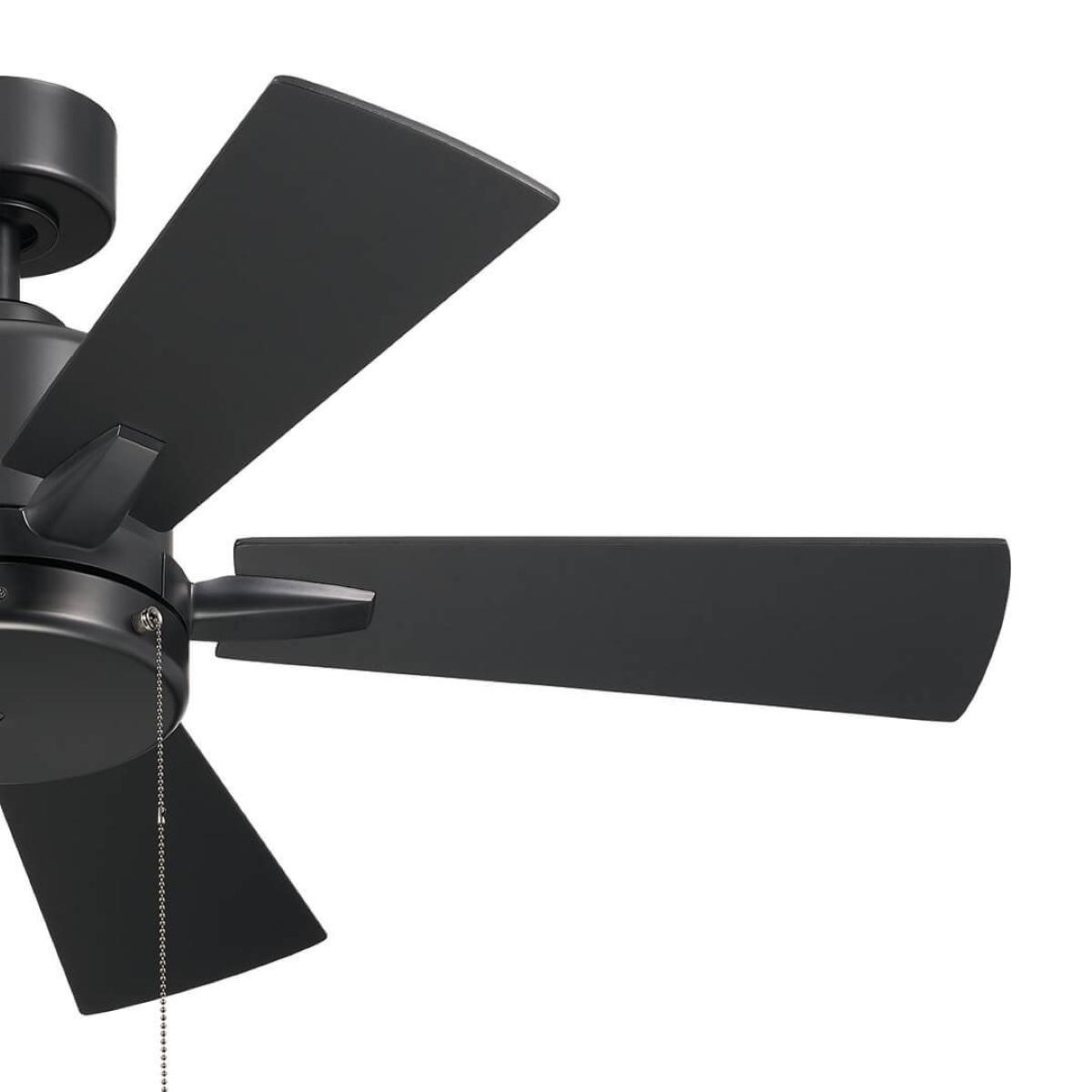 Lucian II 42 Inch Satin Black Indoor Ceiling Fan with Pull Chain - Bees Lighting