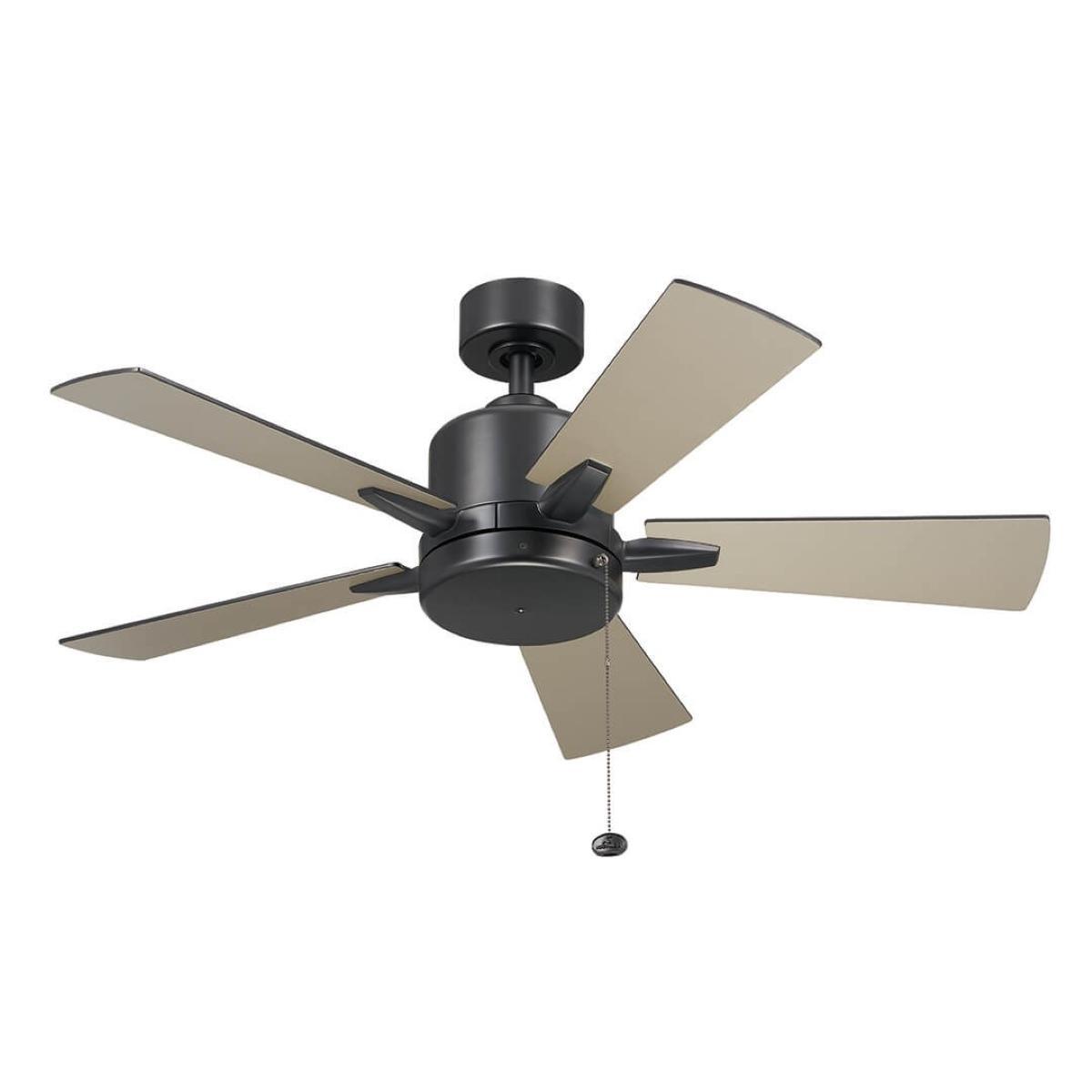 Lucian II 42 Inch Satin Black Indoor Ceiling Fan with Pull Chain - Bees Lighting