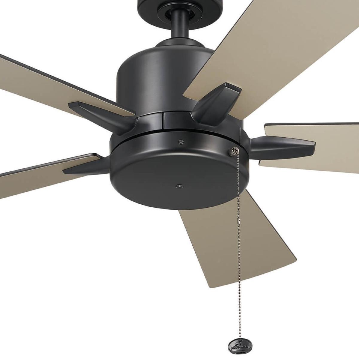 Lucian II 42 Inch Satin Black Indoor Ceiling Fan with Pull Chain - Bees Lighting