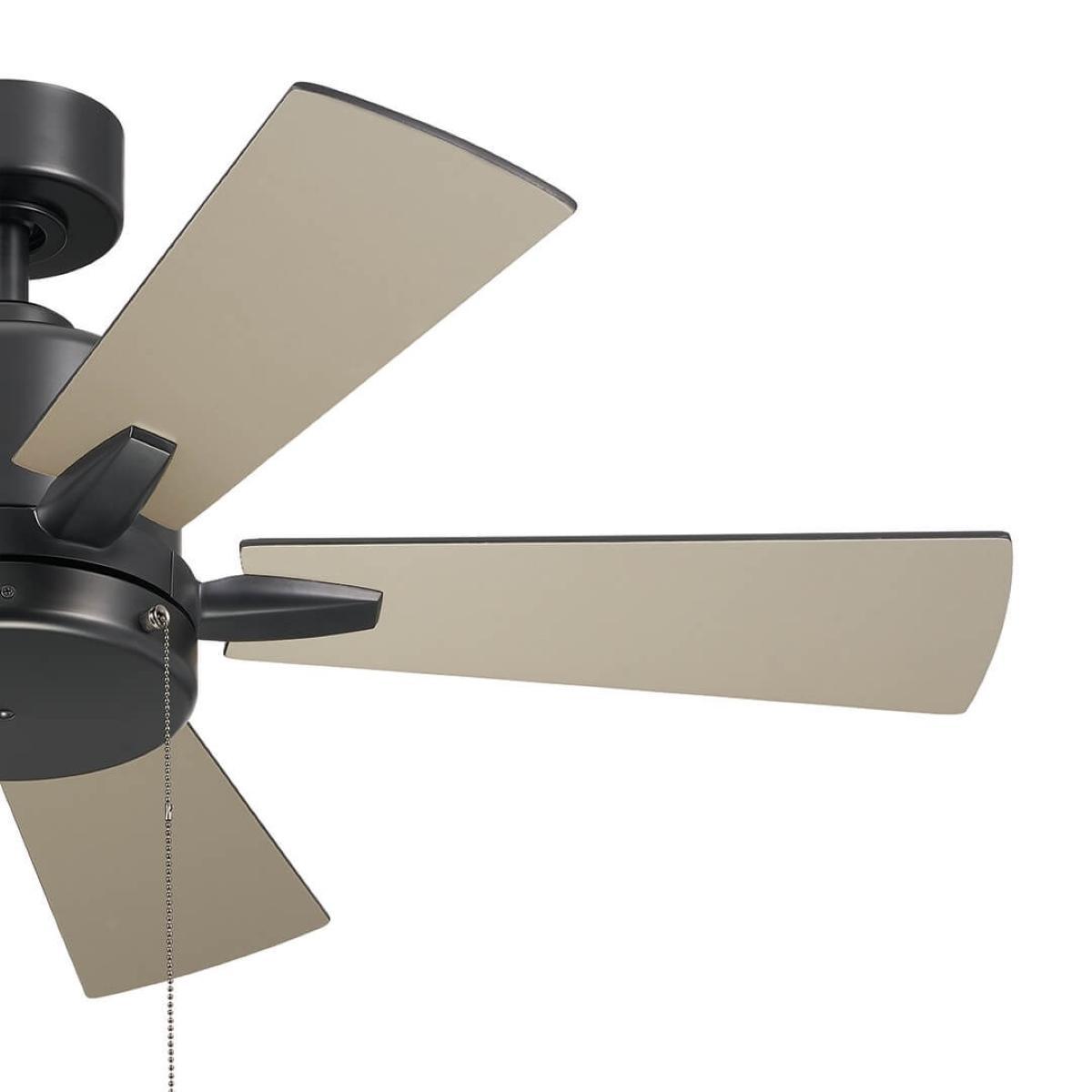 Lucian II 42 Inch Satin Black Indoor Ceiling Fan with Pull Chain - Bees Lighting