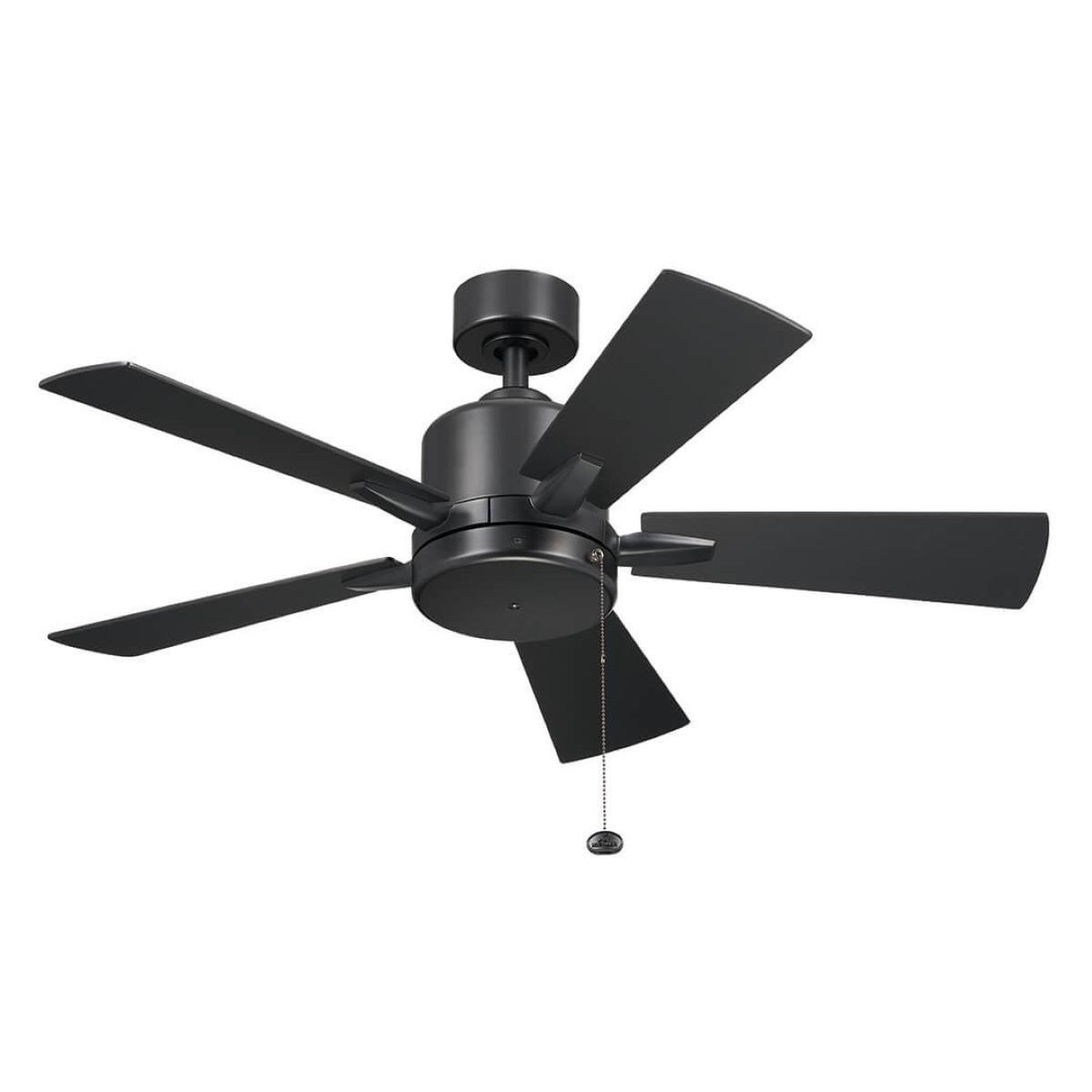 Lucian II 42 Inch Satin Black Indoor Ceiling Fan with Pull Chain - Bees Lighting