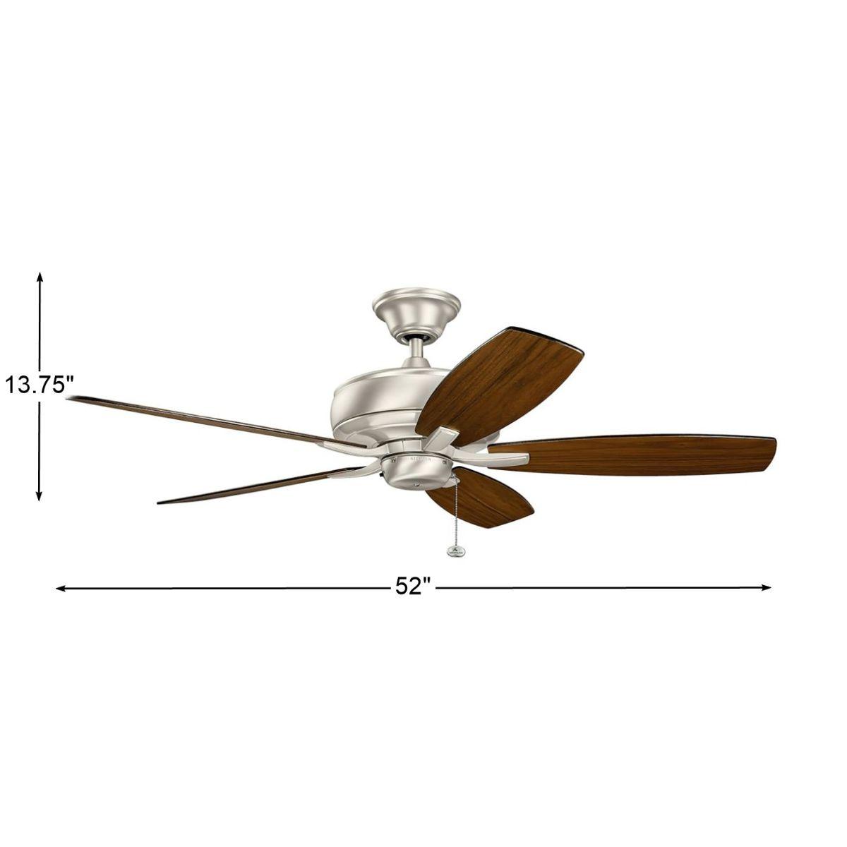 Terra 52 Inch Oil Brushed Nickel Ceiling Fan with Pull Chain - Bees Lighting