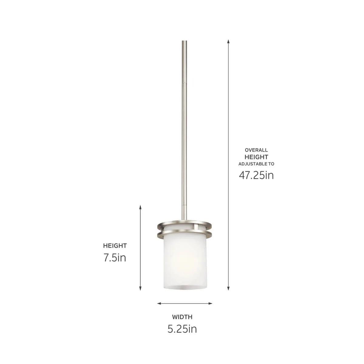 Hendrik 8" 1-Light Cylinder Pendant Light with Satin etched cased opal glass, Brushed nickel Finish - Bees Lighting