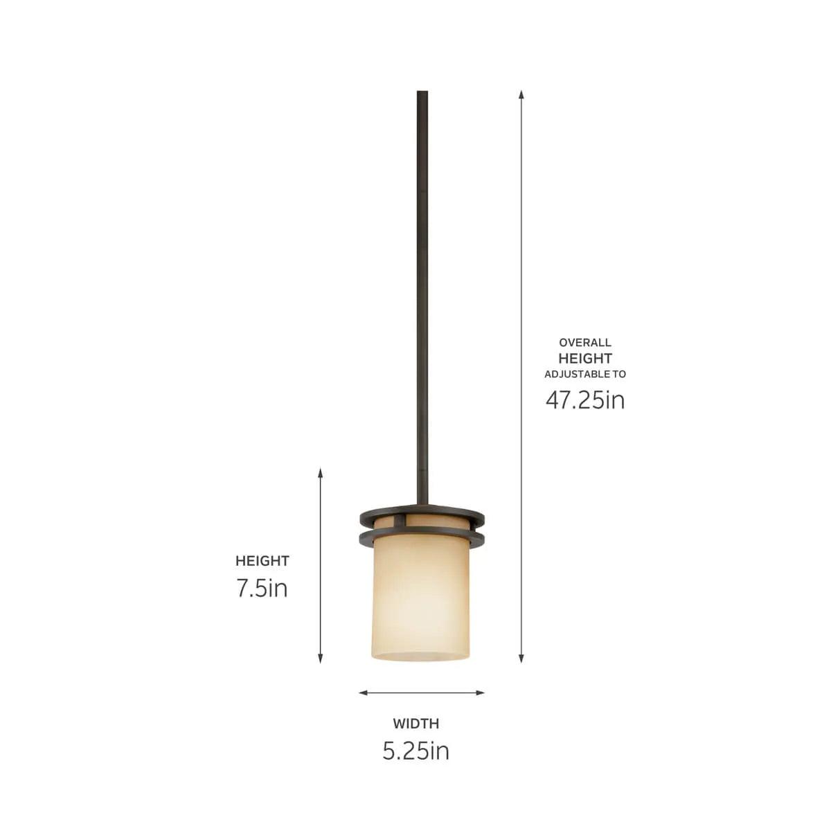 Hendrik 8" 1-Light Cylinder Pendant Light with Satin etched umber Glass, Olde bronze Finish