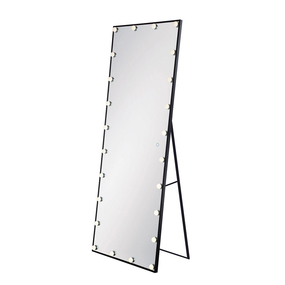 Hollywood 24 In x 65 In. Black LED Floor Mirror - Bees Lighting