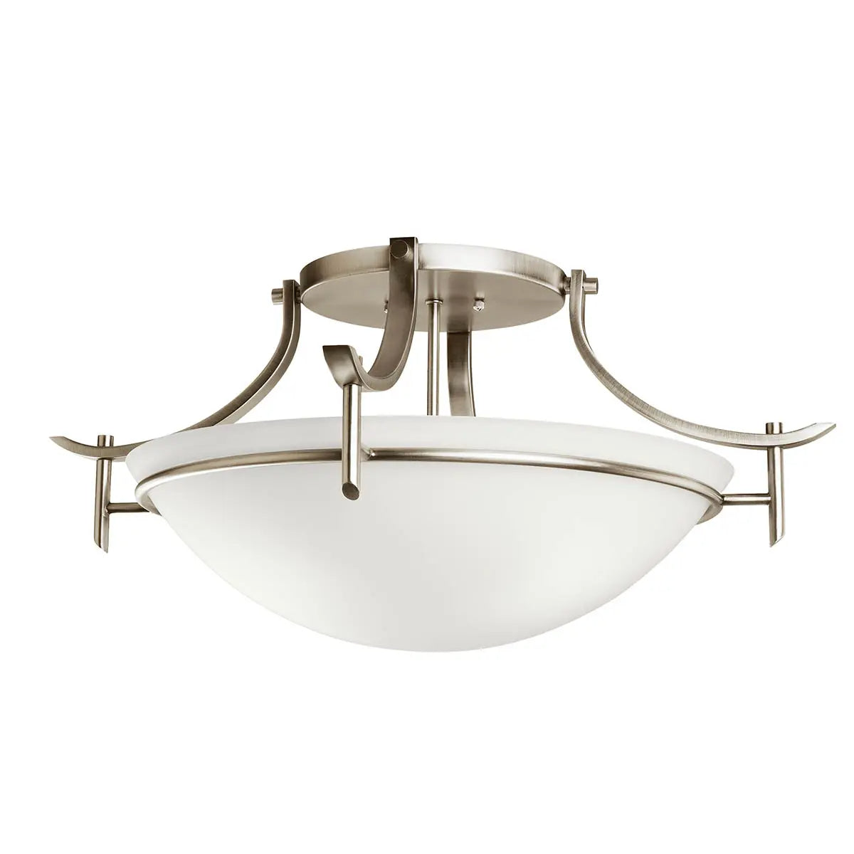 Olympia 24" 3-Light Semi-Flush Mount Light with Clear Satin Etched Glass, Antique Pewter Finish - Bees Lighting