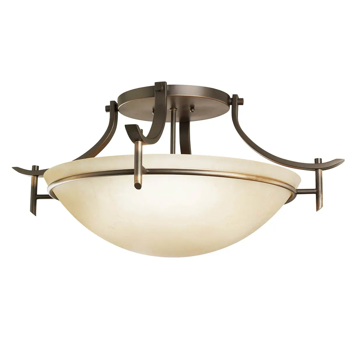 Olympia 24" 3-Light Semi-Flush Mount Light with Satin Etched Umber Glass , Antique Pewter Finish