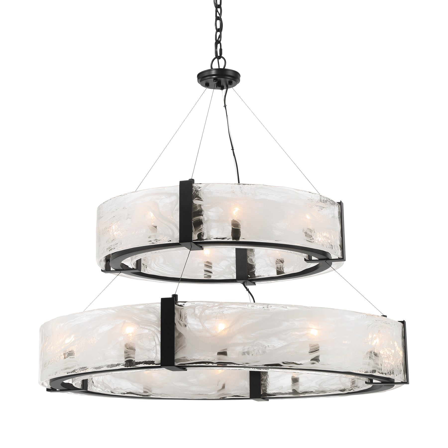 Cloud Break 40" 20 Lights Pendant Light Black Finish