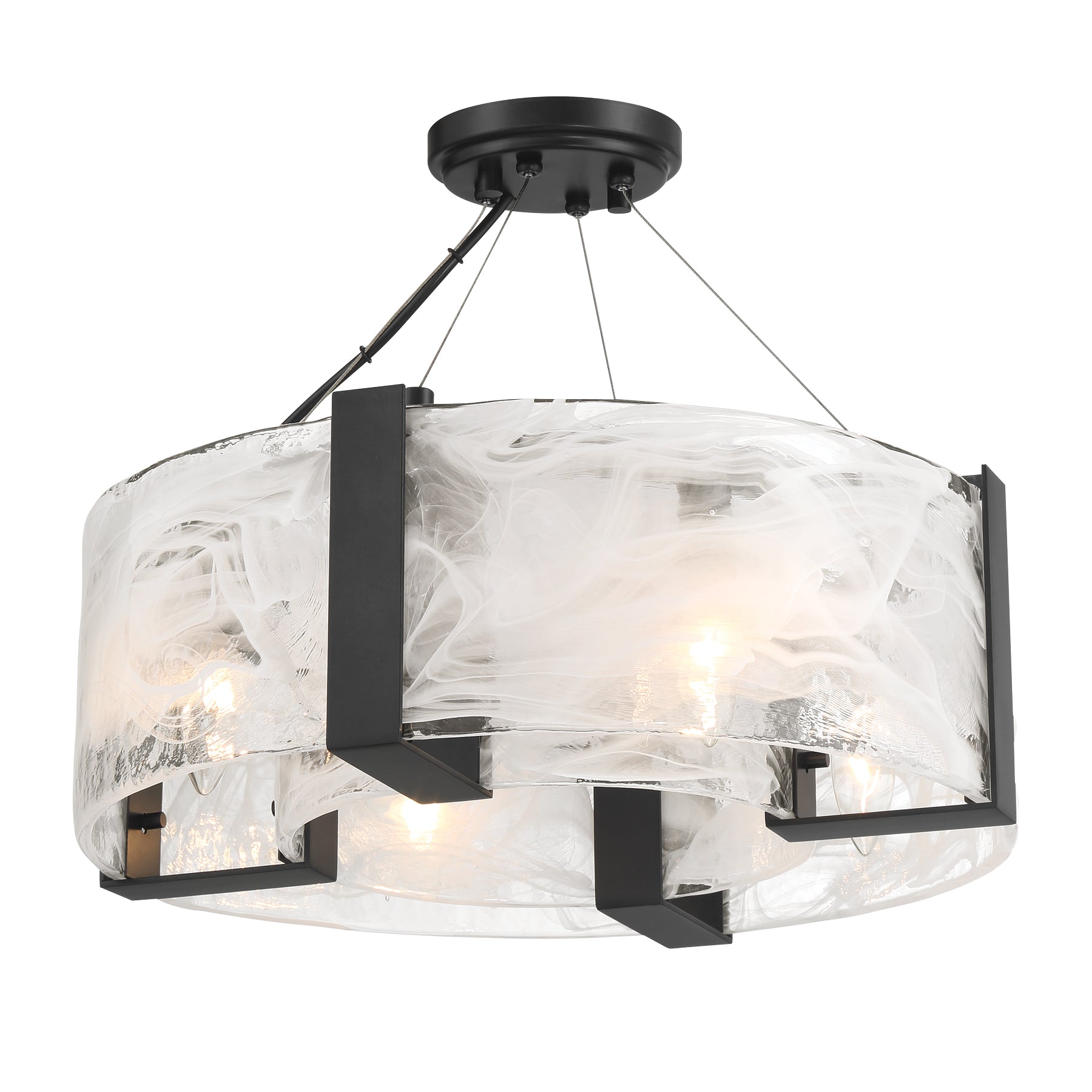 Cloud Break 18" 4 Lights Pendant Light Black Finish