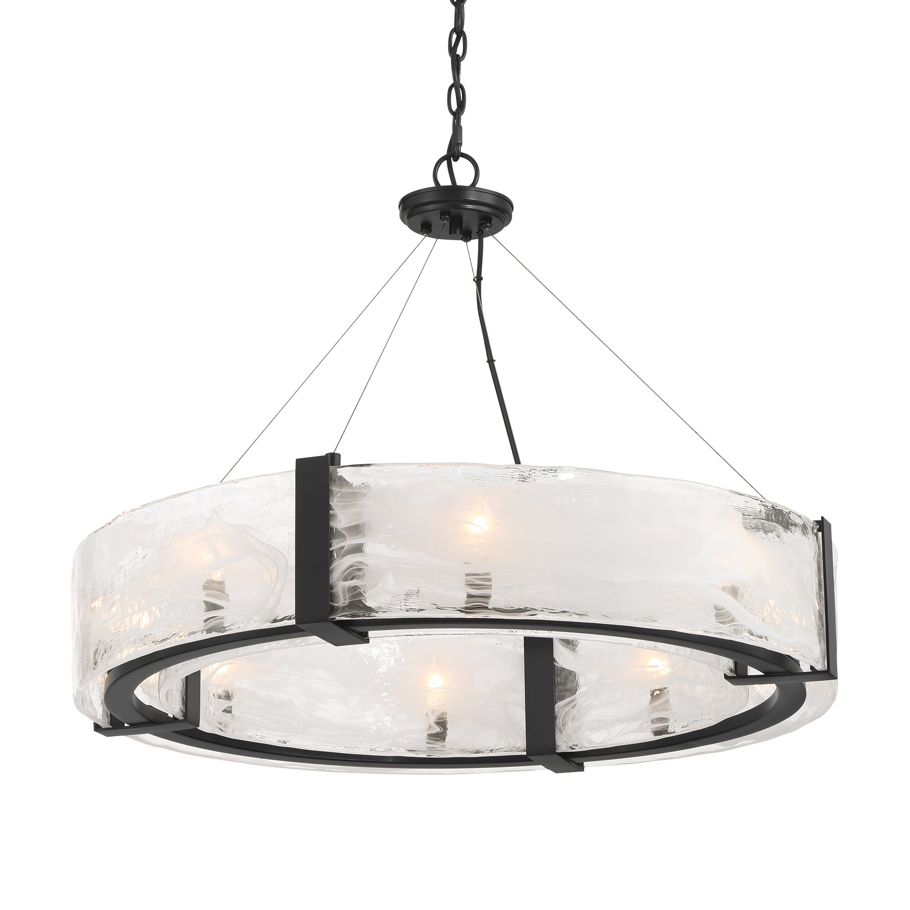 Cloud Break 33" 8 Lights Pendant Light Black Finish