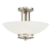 Hendrik 15" 2-Light Semi-Flush Mount Light with Satin etched cased opal glass, Brushed nickel Finish - Bees Lighting