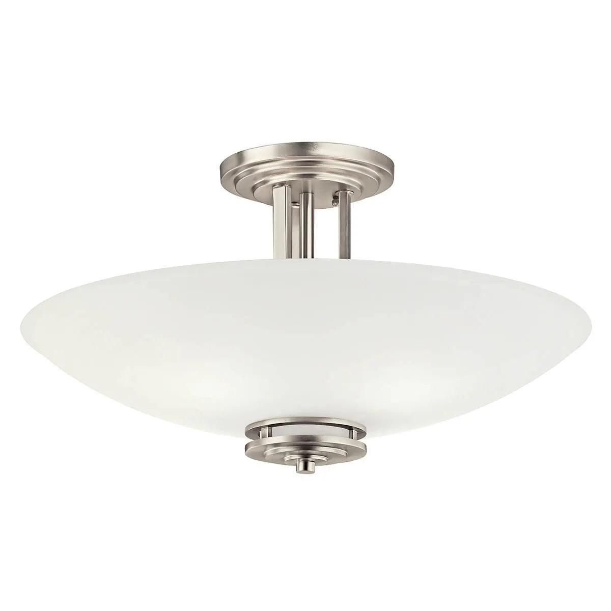 Hendrik 24" 4-Light Semi-Flush Mount Light with Satin etched cased opal glass, Brushed nickel Finish