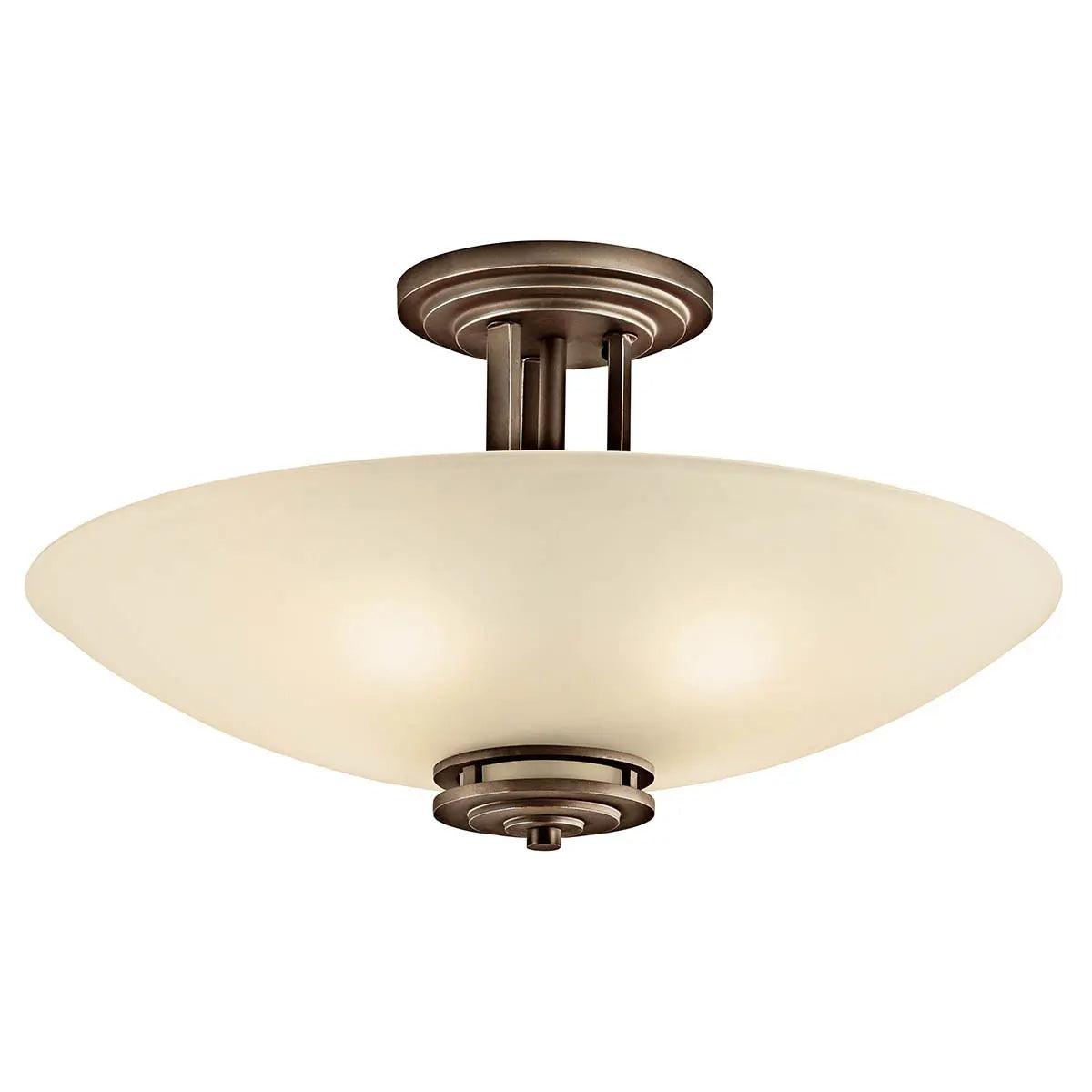 Hendrik 24" 4-Light Semi-Flush Mount Light with Satin etched umber Glass, Olde bronze Finish