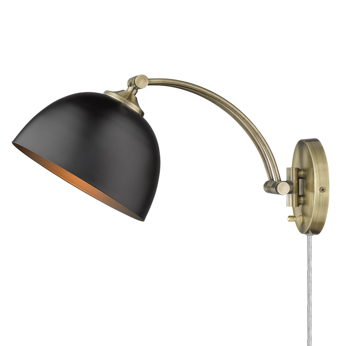 Rey 16 in. Swing Arm Wall Sconce Gold & Black Finish