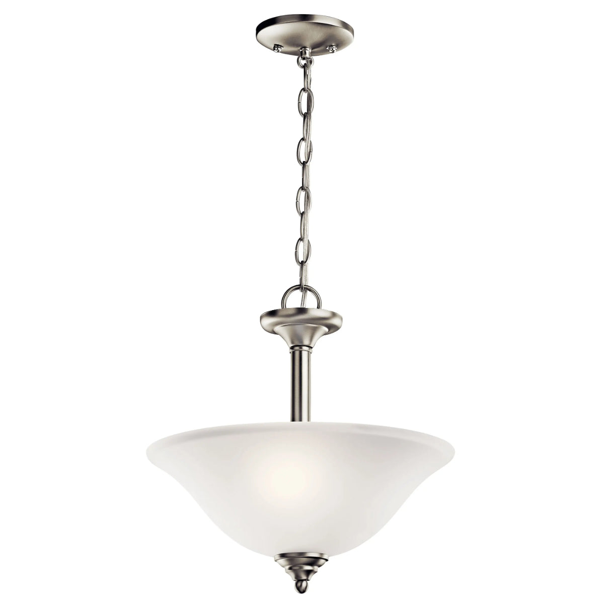 Wynberg 15" 2-Light Convertible Pendant Light, Brushed Nickel Finish