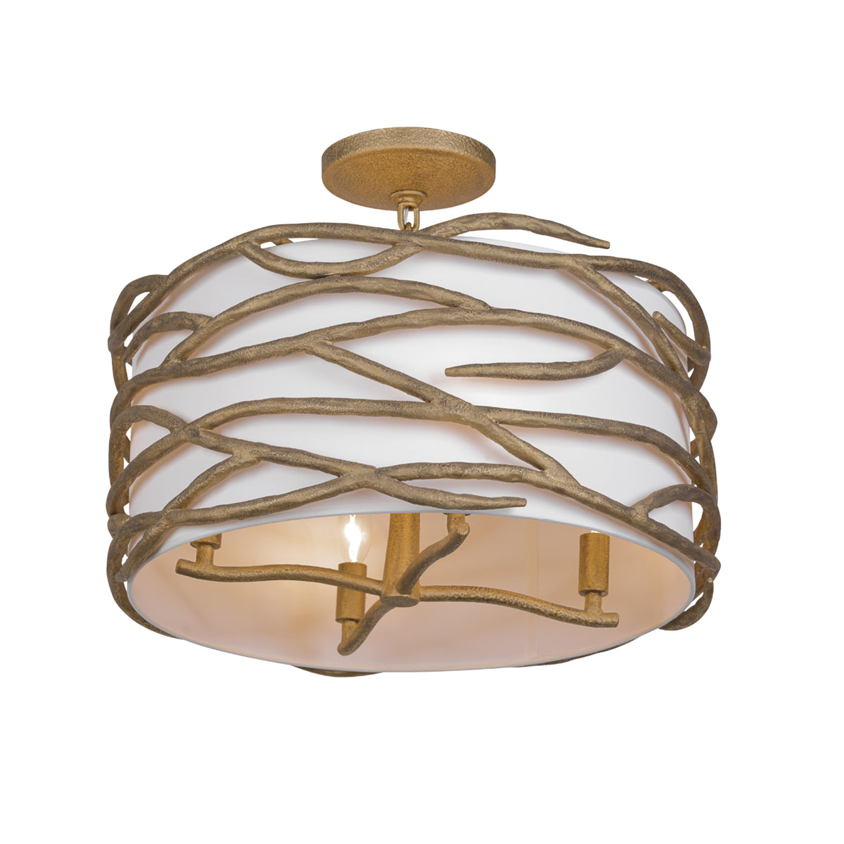 Branch Reality 20" 4 Lights Semi-Flush Mount Gold Finish