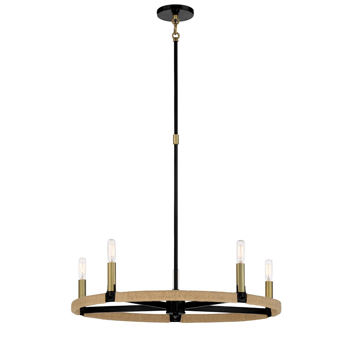 Windward Passage 27 in. 5 Lights Chandelier Brass & Black finish - Bees Lighting