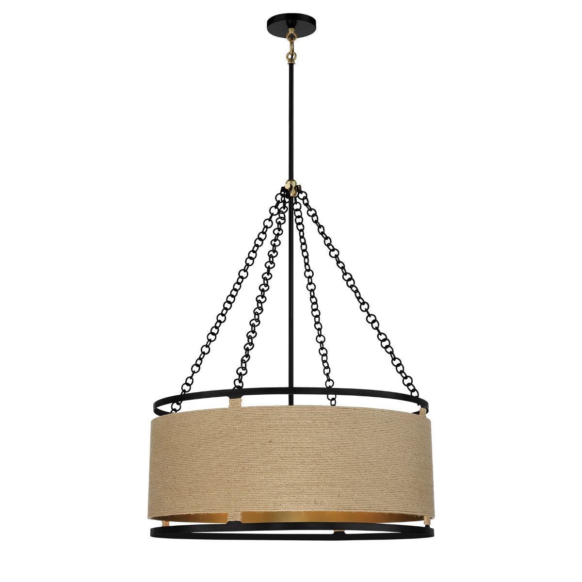 Windward Passage 27 in. 6 Lights Pendant Light Brass & Black Finish - Bees Lighting