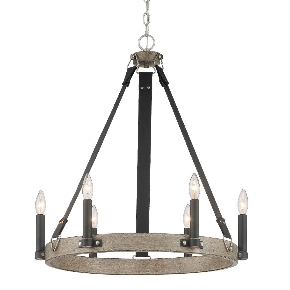 Rawson Ridge 24 in. 6 Lights Chandelier Antique Silver & Black finish - Bees Lighting