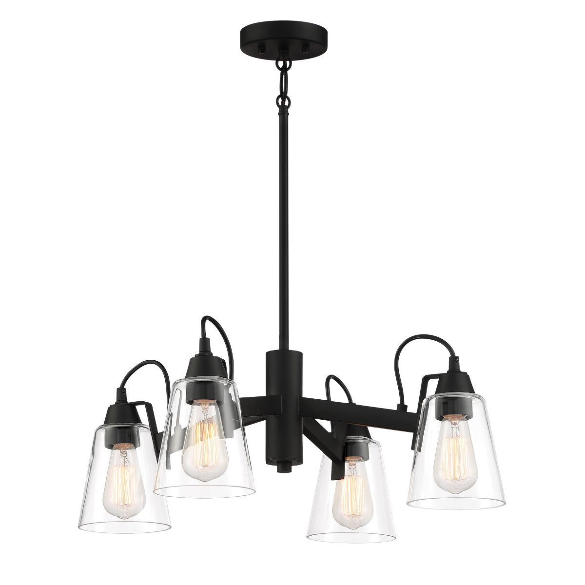 Beckonridge 24 in. 4 Lights Chandelier Black finish - Bees Lighting