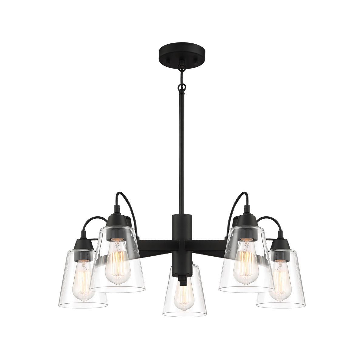 Beckonridge 26 in. 5 Lights Chandelier Black finish - Bees Lighting