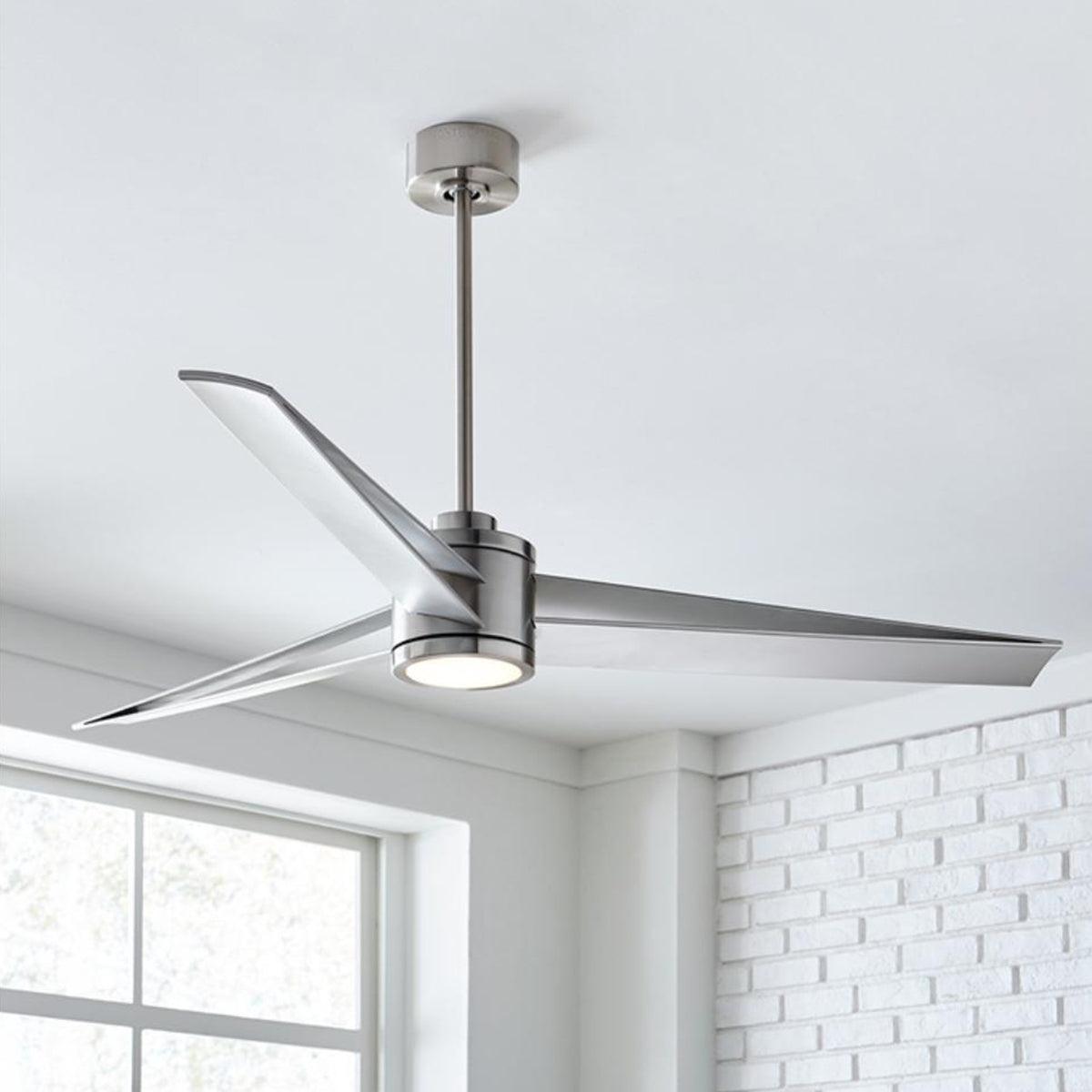 Armstrong 60 Inch Brushed Steel LED Damp Rated Ceiling Fan with Remote - Bees Lighting