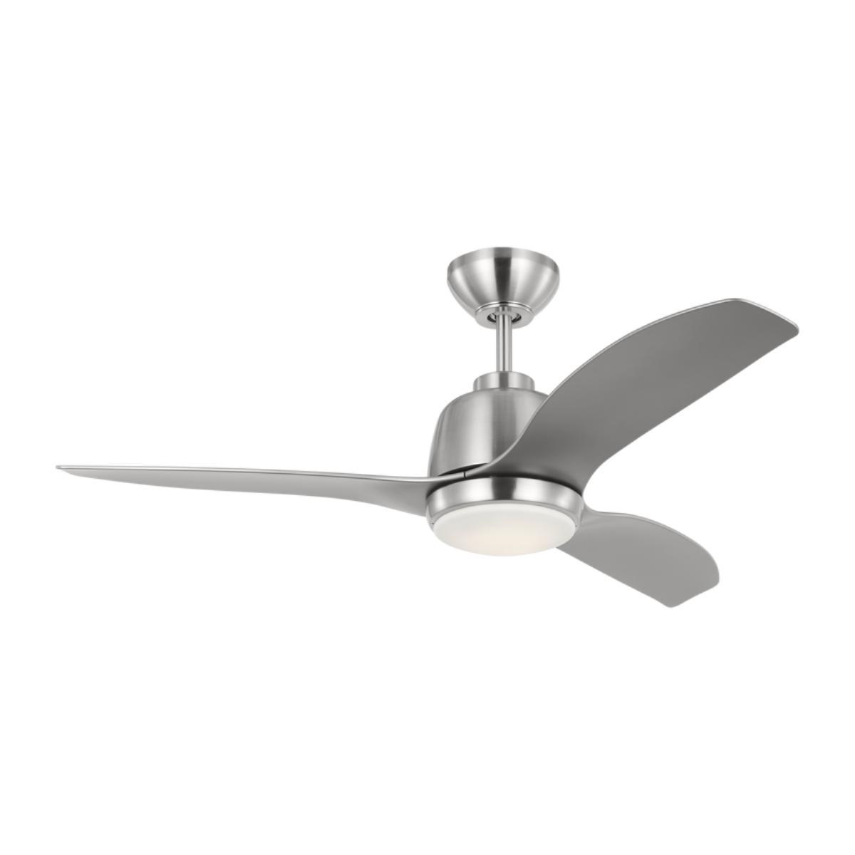 Avila 44 Inch Brushed Steel Damp Rated LED Ceiling Fan with Remote - Bees Lighting