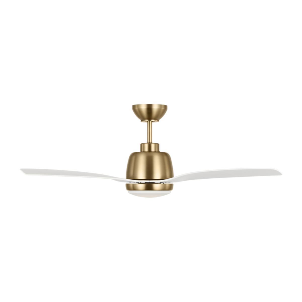 Avila 44 Inch Brass and White Damp Rated LED Ceiling Fan with Remote - Bees Lighting