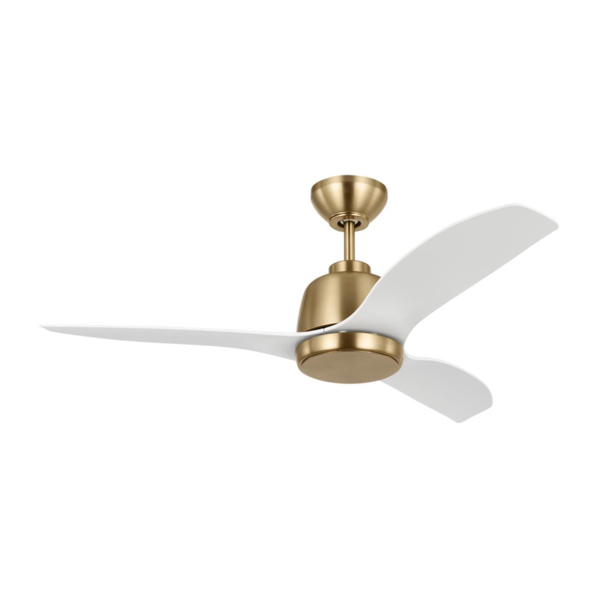 Avila 44 Inch Brass and White Damp Rated LED Ceiling Fan with Remote - Bees Lighting