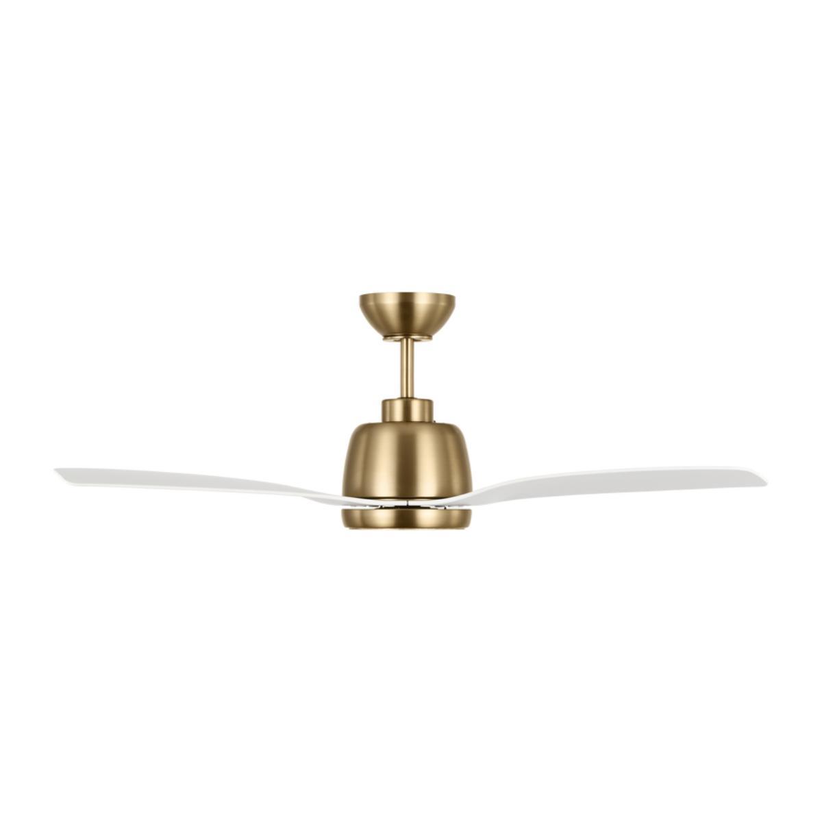 Avila 44 Inch Brass and White Damp Rated LED Ceiling Fan with Remote - Bees Lighting