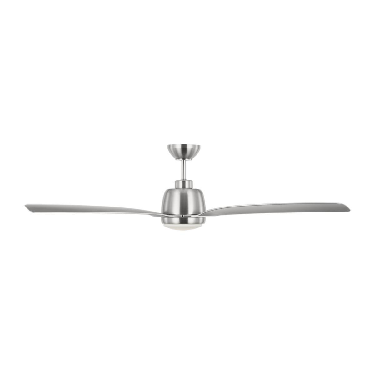 Avila 60 Inch LED Ceiling Fan with Light Kit and Remote, Brushed Steel with Silver Blades - Bees Lighting
