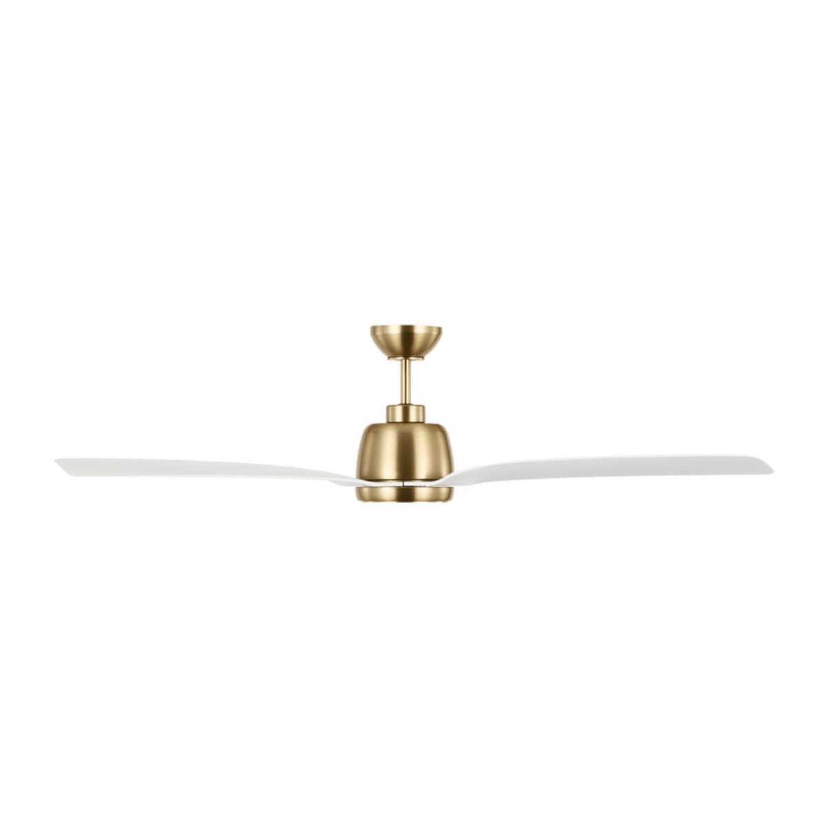 Avila 60 Inch LED Ceiling Fan with Light Kit and Remote, Satin Brass with Matte White Blades - Bees Lighting