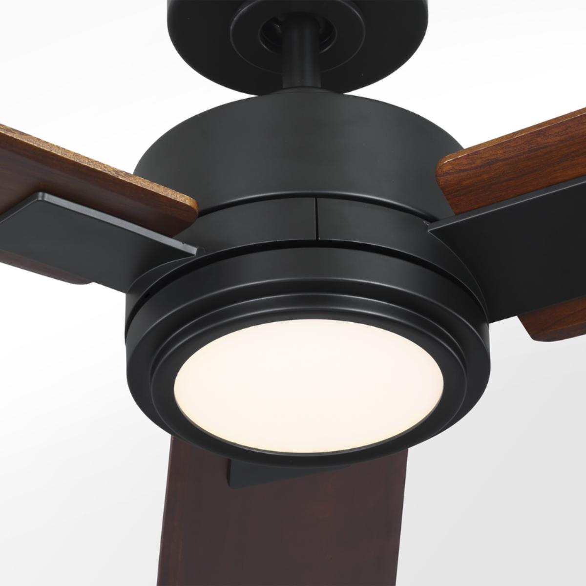 Harris Smart 56 Inch Black and Walnut LED Ceiling Fan with CCT Light Kit and Remote - Bees Lighting