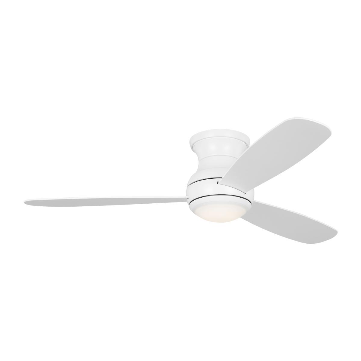 Orbis 52 Inch Hugger LED Ceiling Fan With Wall Control, Matte White Finish - Bees Lighting