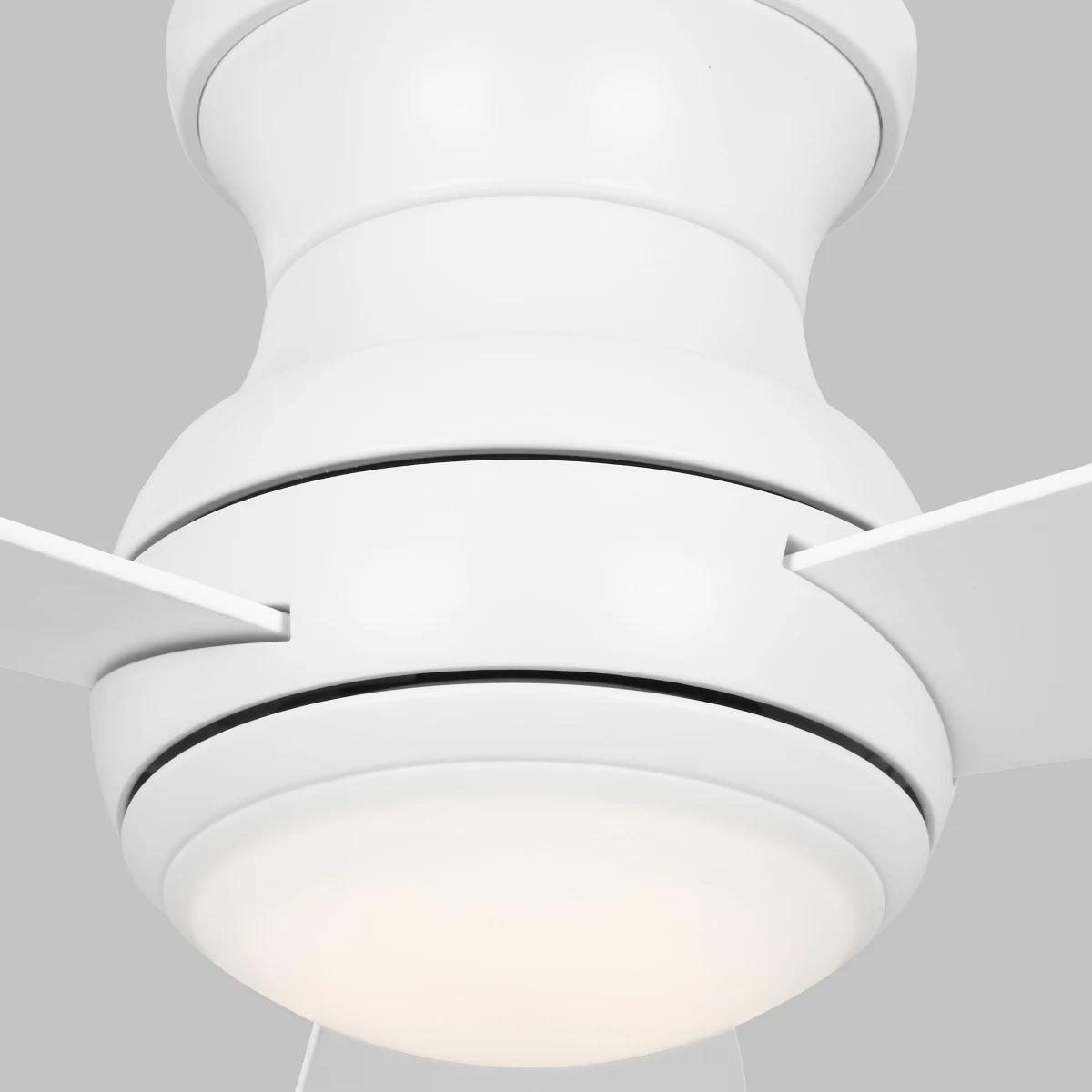 Orbis 52 Inch Hugger LED Ceiling Fan With Wall Control, Matte White Finish - Bees Lighting