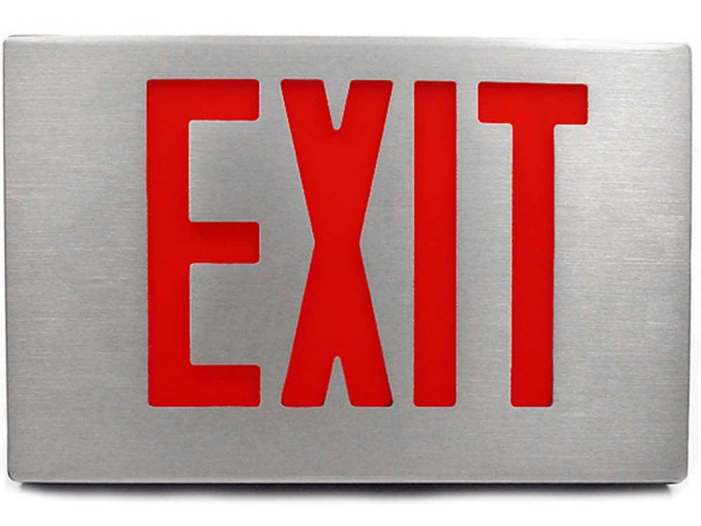 LED Exit Sign, Double Face with Red Letters, Black Finish, Battery Backup Included - Bees Lighting