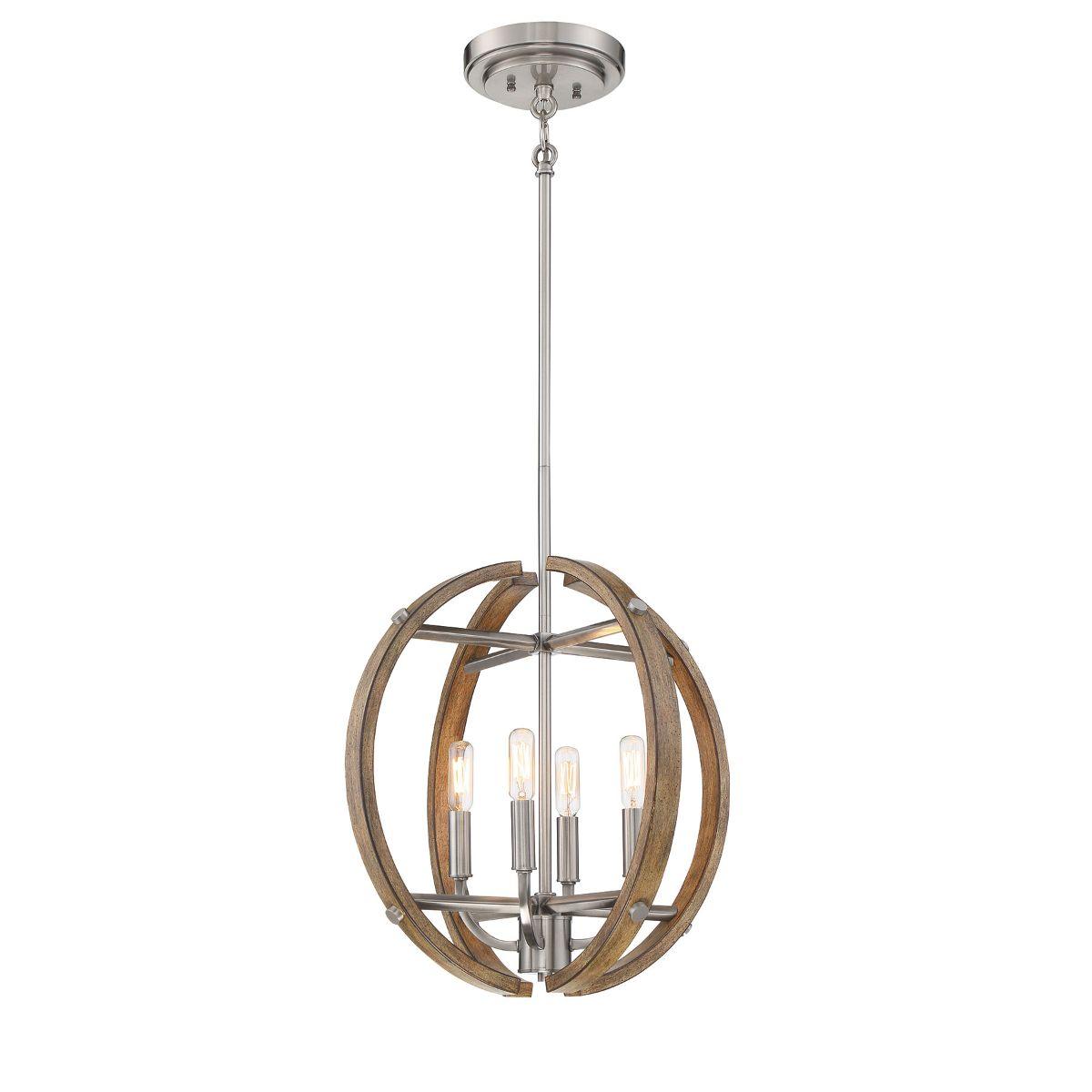 Country Estates 17 in. 4 Lights Pendant Light Brushed Nickel Finish - Bees Lighting