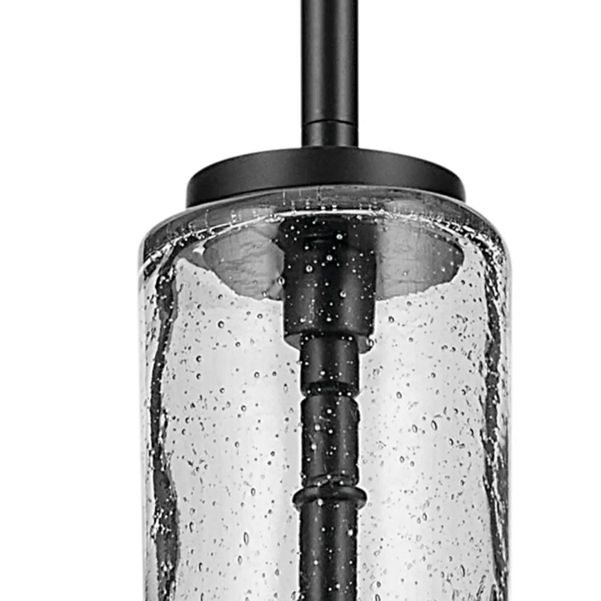 Everly 20" 1-Light Pendant Light with Clear Seeded Glass, Black Finish - Bees Lighting