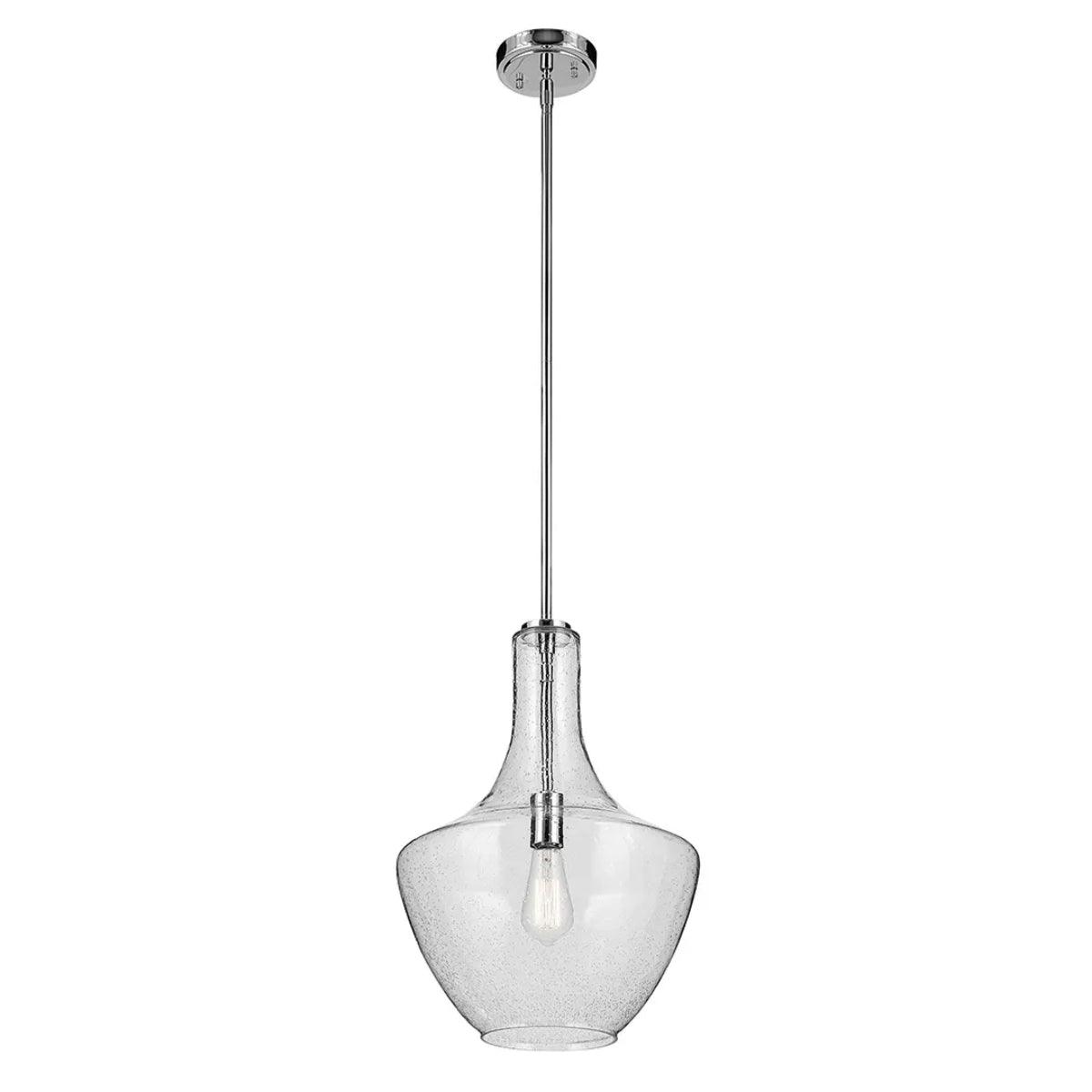 Everly 20" 1-Light Pendant Light with Clear Seeded Glass, Chrome Finish - Bees Lighting