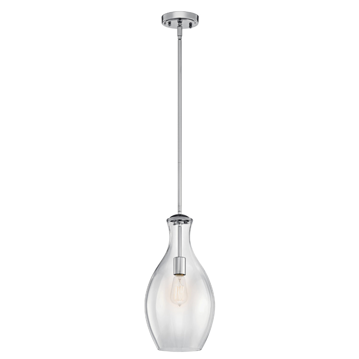 Everly 18" 1-Light Mini Pendant Light with Clear Glass, Chrome Finish - Bees Lighting