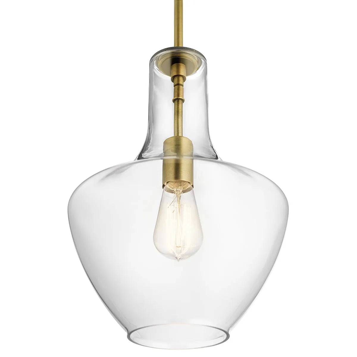 Everly 15" 1-Light Pendant Light with Clear Glass, Natural Brass Finish - Bees Lighting