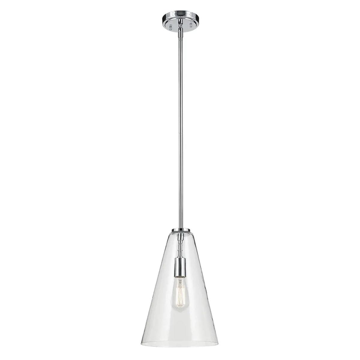 Everly 15" 1-Light Cone Pendant Light with Clear Glass, Chrome Finish - Bees Lighting