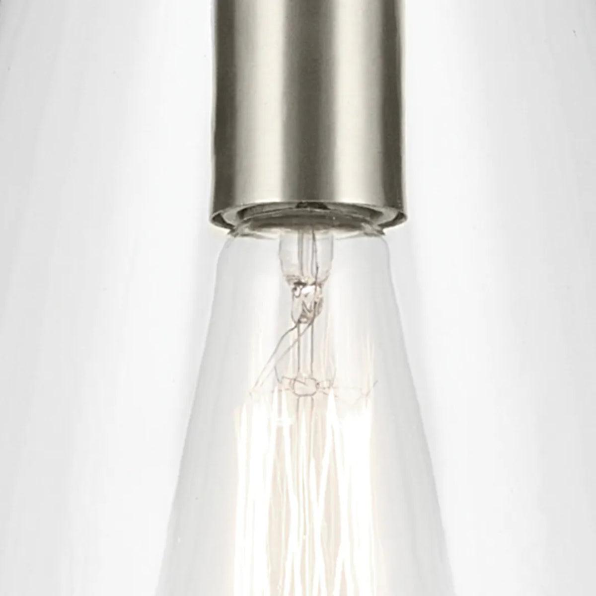 Everly 15" 1-Light Cone Pendant Light with Clear Glass, Brushed Nickel Finish - Bees Lighting