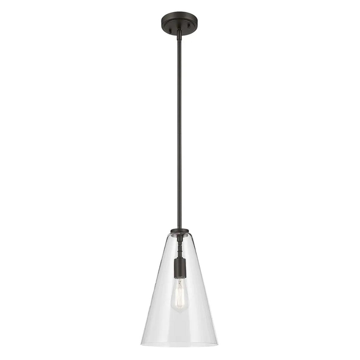 Everly 15" 1-Light Cone Pendant Light with Clear Glass, Olde Bronze Finish - Bees Lighting