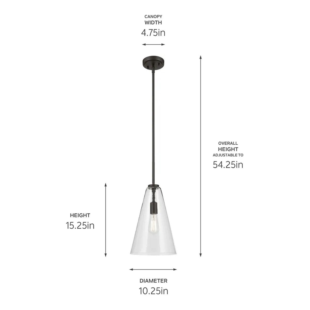 Everly 15" 1-Light Cone Pendant Light with Clear Glass, Olde Bronze Finish - Bees Lighting