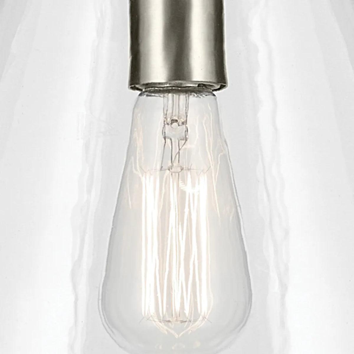 Everly 16" 1-Light Cone Pendant Light with Clear Glass, Brushed Nickel Finish - Bees Lighting