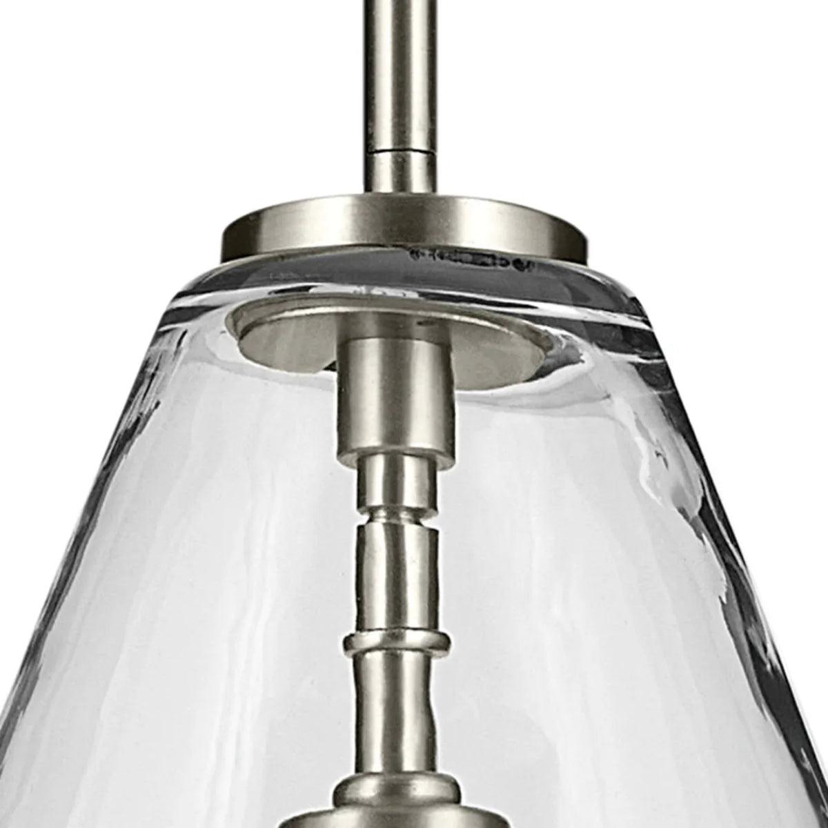 Everly 16" 1-Light Cone Pendant Light with Clear Glass, Brushed Nickel Finish - Bees Lighting