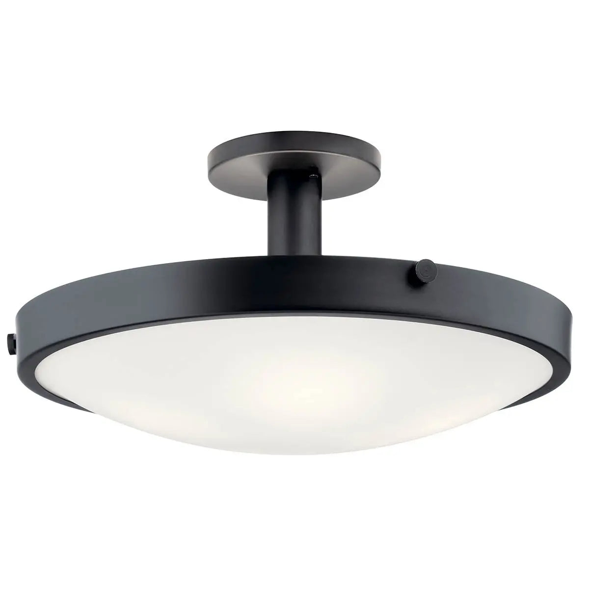 Lytham 21" 4-Light Semi-Flush Mount Light with Clear Satin Etched Glass, Black Finish - Bees Lighting