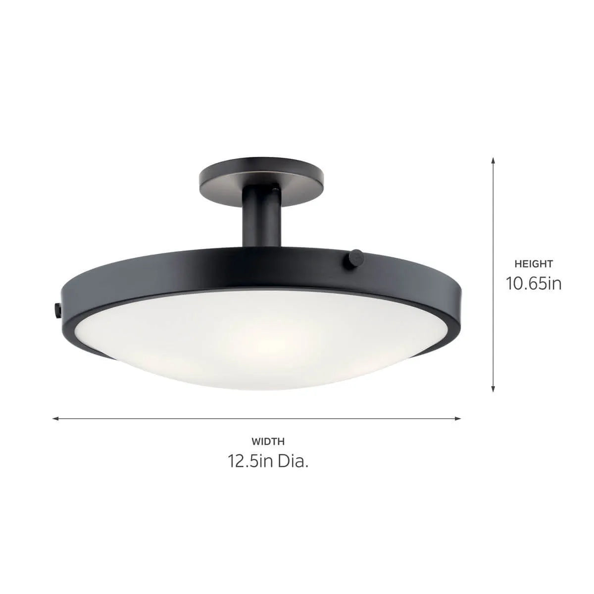 Lytham 21" 4-Light Semi-Flush Mount Light with Clear Satin Etched Glass, Black Finish - Bees Lighting